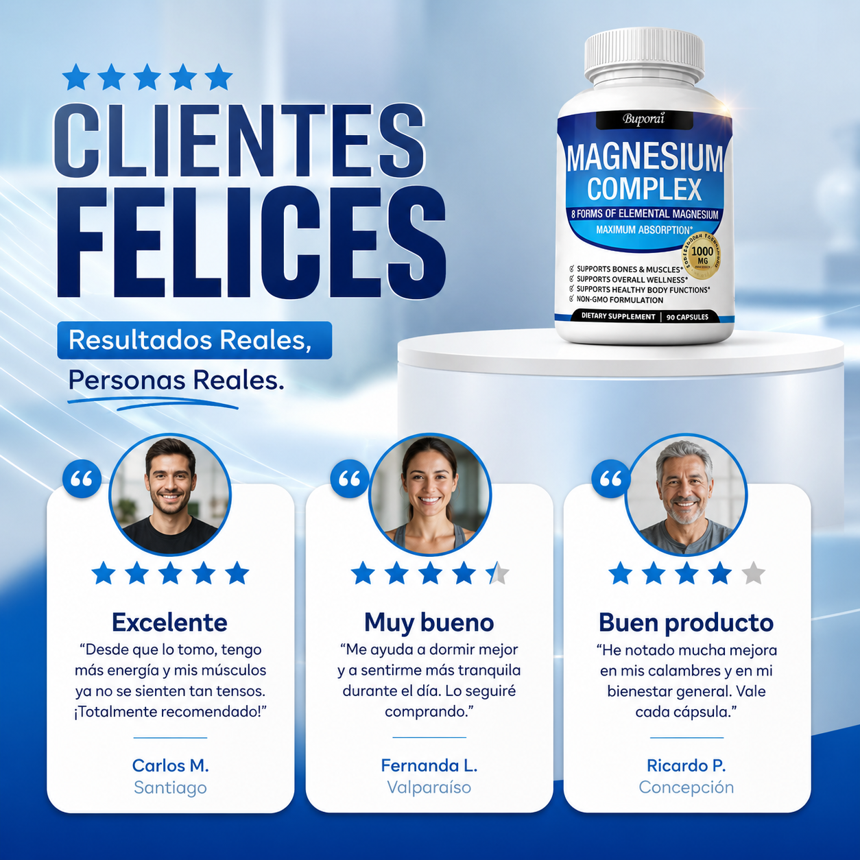 MagneForce™ – Complejo de 8 Magnesios para Energía, Relajación y Máximo Rendimiento Diario 1000mg