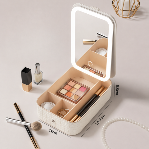 Estuche Maquillaje Portátil Con Espejo Led