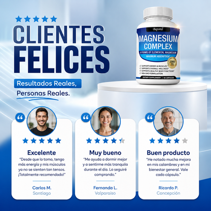 MagneForce™ – Complejo de 8 Magnesios para Energía, Relajación y Máximo Rendimiento Diario 1000mg